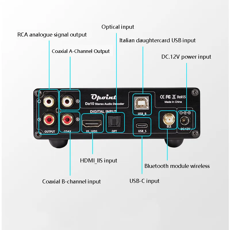 Imagem -02 - Decodificador de Áudio Duplo Hifi Es9038q2m Suporte Dac Dsd512 384khz 32bit Decodificação Lossless Qcc5125 Bluetooth 5.1 Amanero Saída Usb Iis