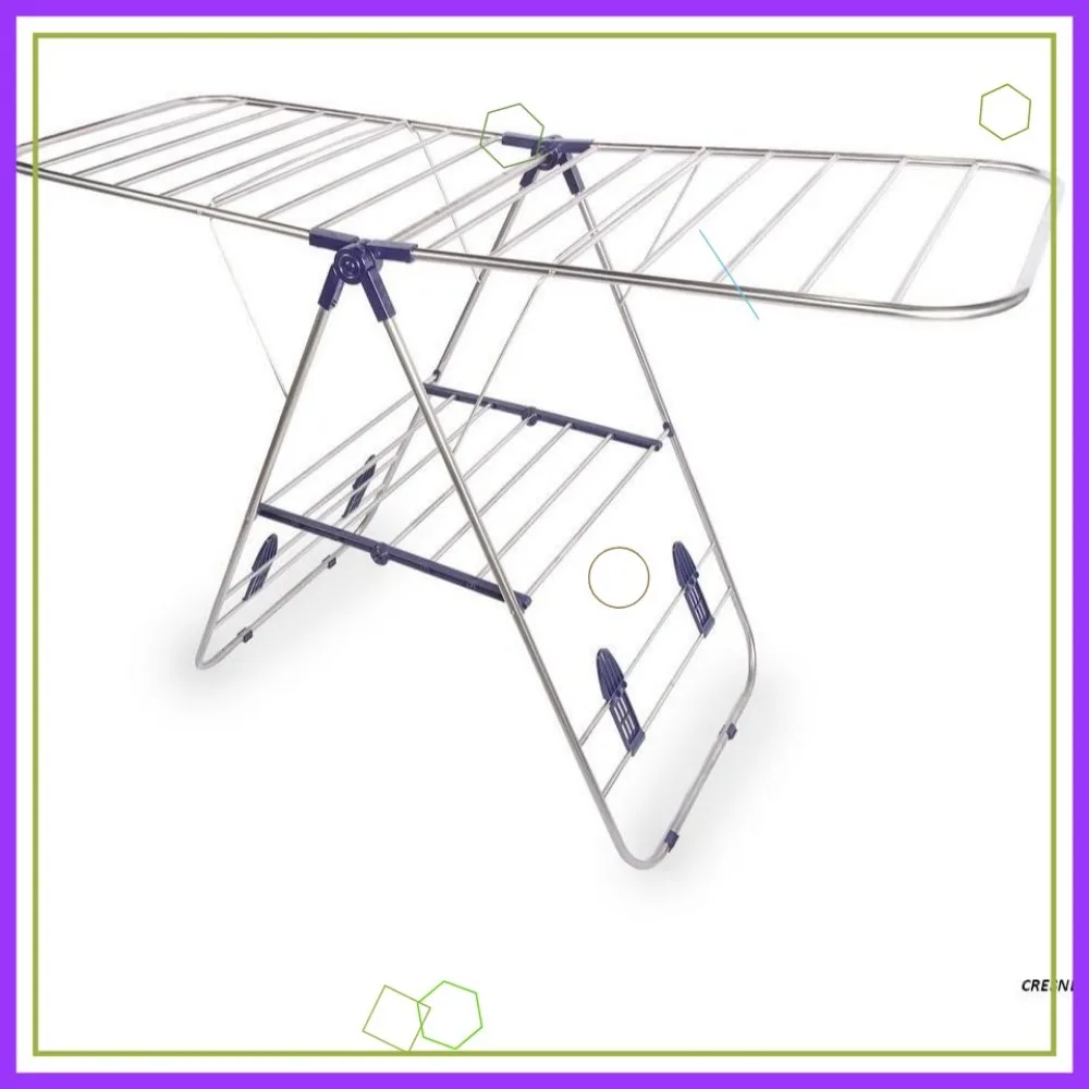 Adjustable Foldable Stainless Steel Drying Rack for Indoor Outdoor Use - Rust-Proof Easy Storage