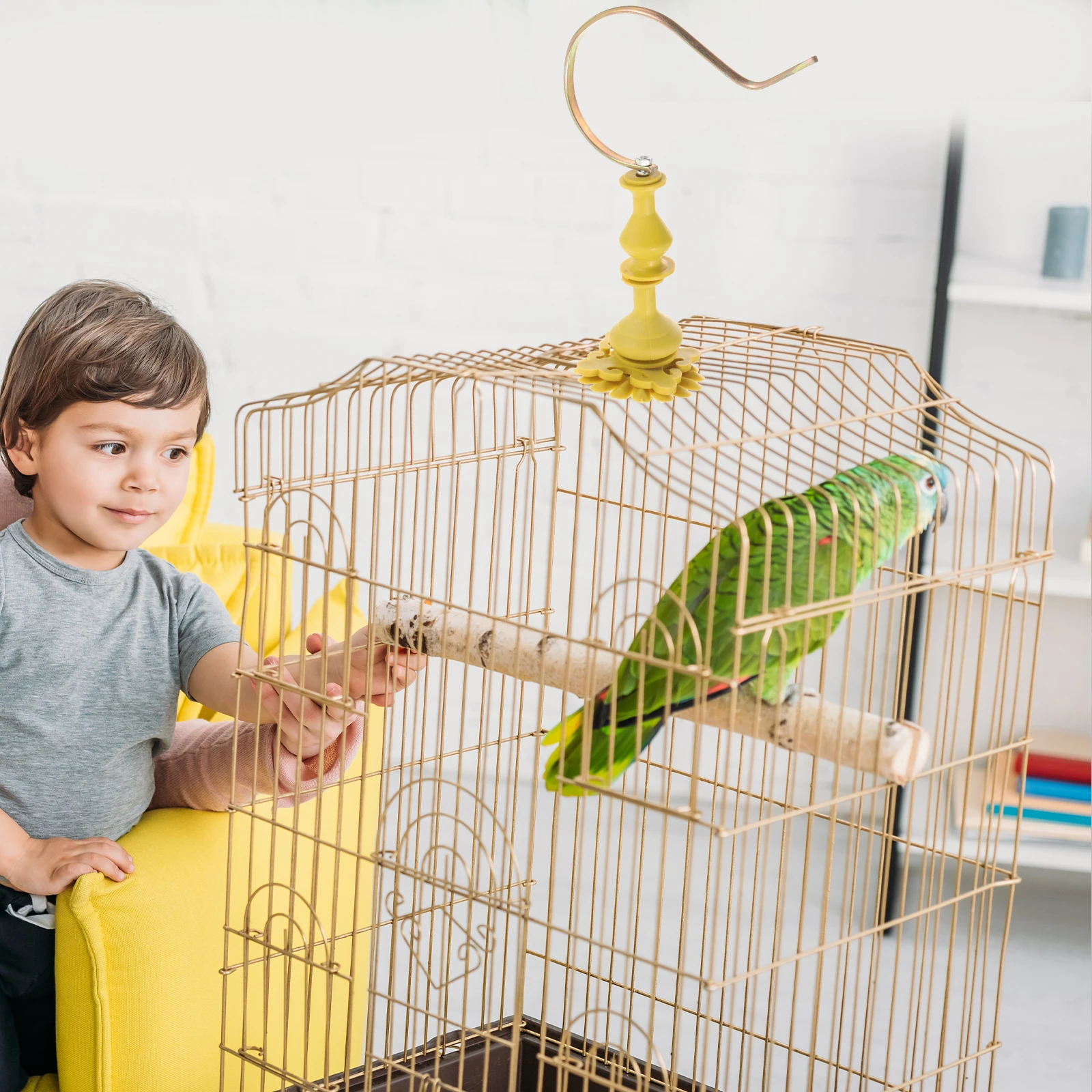 

Bamboo Bird Cage Hook Sturdy Iron Plastic Long Use Small Light Easy Install Time Effort Decorative Pet