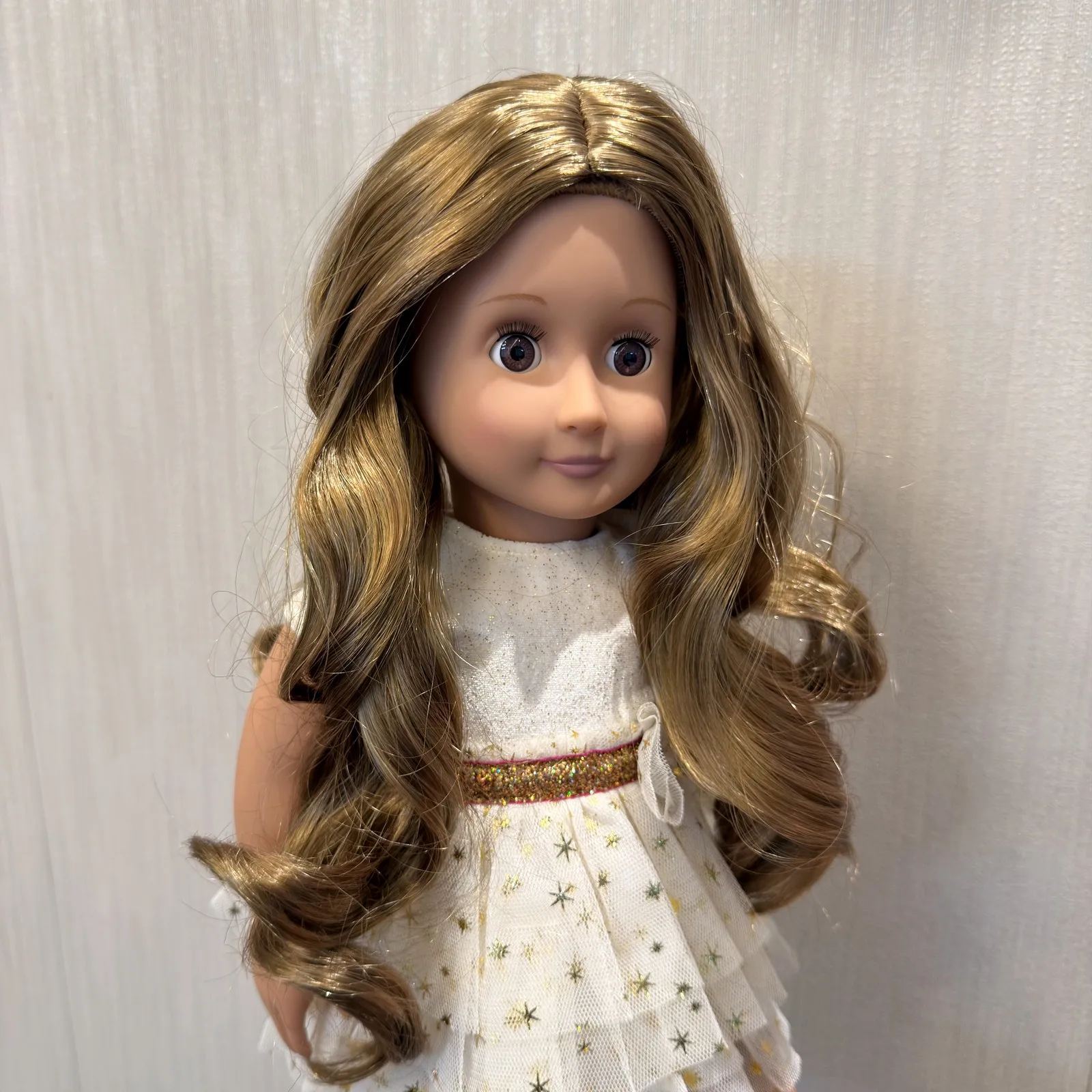 American Girls Long Wig Hair & Eyes For 18 Inch Doll OG AG Doll Accessories Fashion Doll DIY Decoration Kids Gift Toys