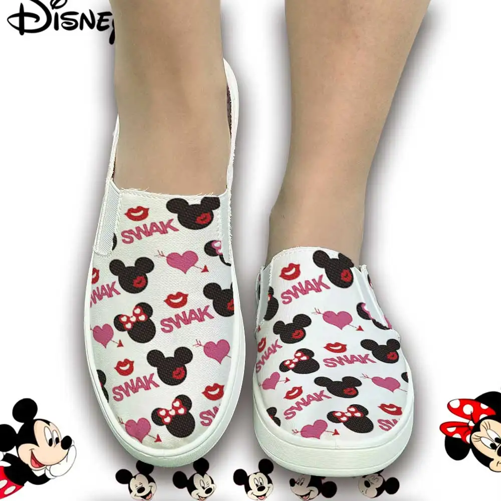 

Disney Mickey & Minnie SWAK Love Print White Slip-On Sneakers – Comfortable Casual Shoes for Women