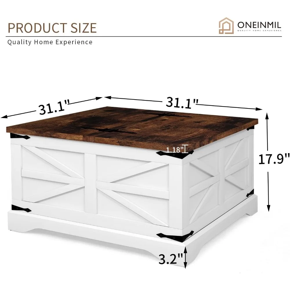 3-Piece Farmhouse Table Set Includes 31” Coffee Table and Side Tables with Storage Space Retro Tables