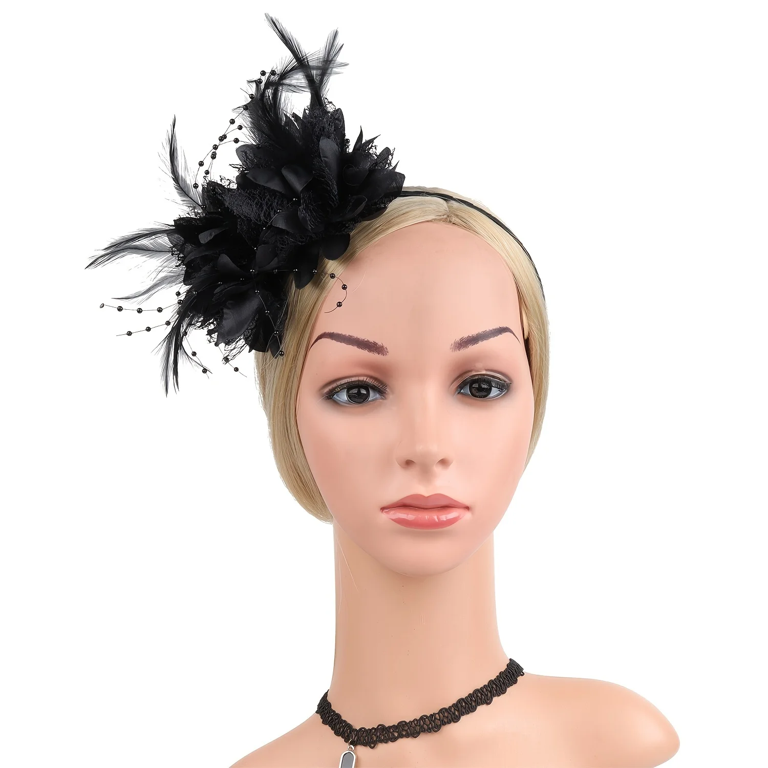 1pc Fascinator Hats For Women Feather Headband Kentucky Headpiece Gatsby Derby Hat For Cocktail Wedding Tea Party