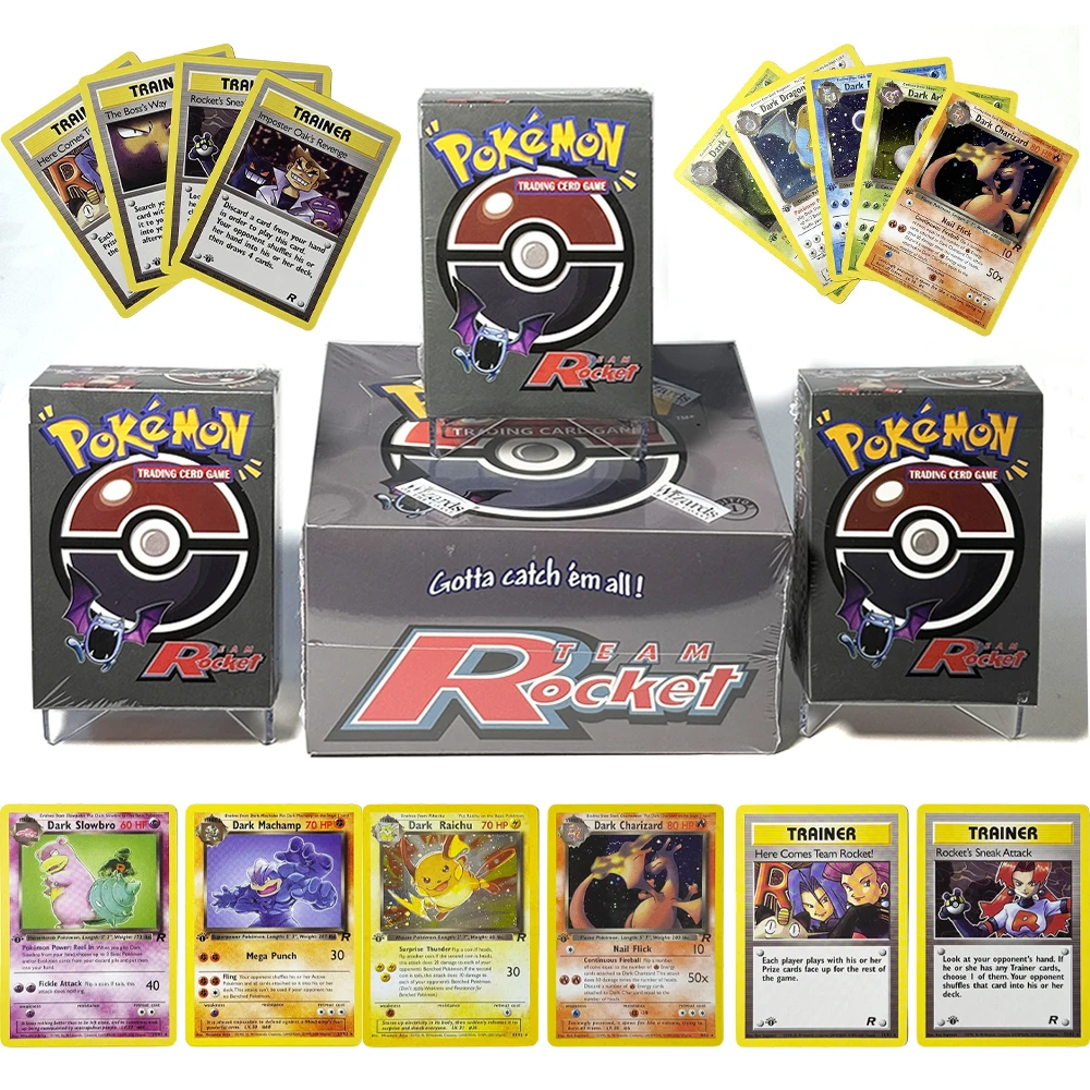 

PKM 83PCS self-madeTeam Rockets Game Cards Whole Set and Year 2000 Booster box Pack 1st Edition Sealed Collectible Toys and Gift