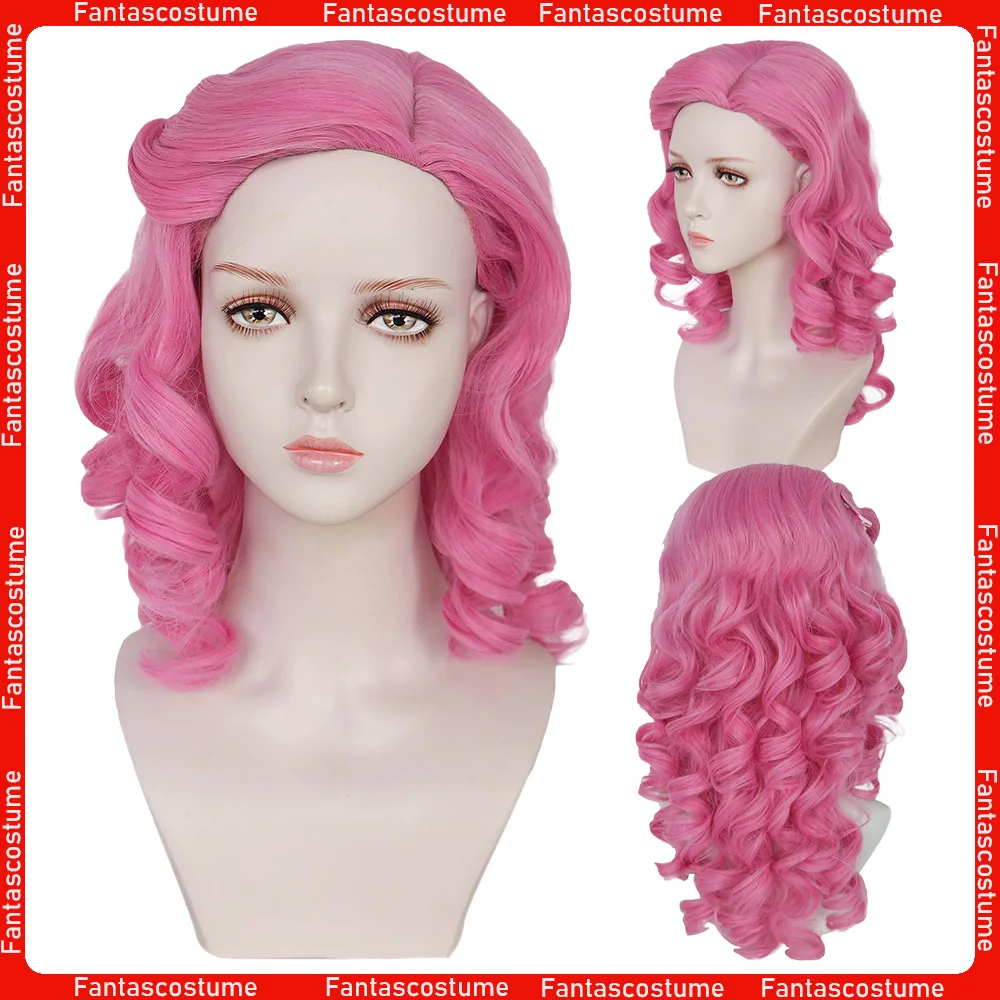 Bridget Cosplay Wig Movie Descendants Roleplay Pink Headwear Heat Resistant Synthetic Hair Carnival Halloween Party Props