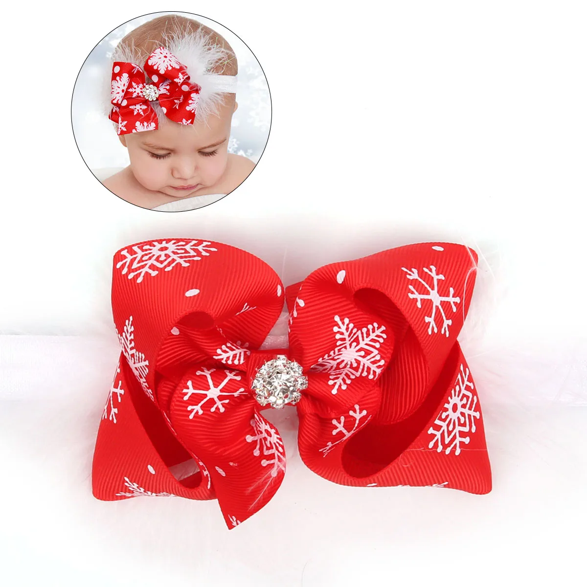 

Baby Girl Bowknot Headband Newborn Infant Hair Band Cute Christmas Headwear For Photo Shoots Birthdays Baby Shower Gift