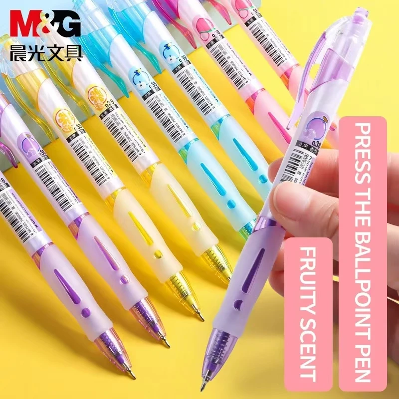 Fruit Flavored Retractable Ball Pen 0.38 MM Blue Ink Ballpoint Pens For Writing Refills Office Accessories Learning Stationery