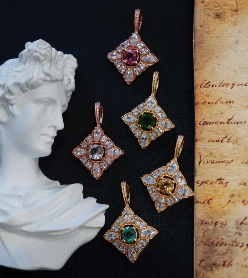 ciondolo-vintage-in-argento-sterling-925-con-smeraldo-naturale-verde-e-quarzo-traslucido-giallo-accessorio-di-moda