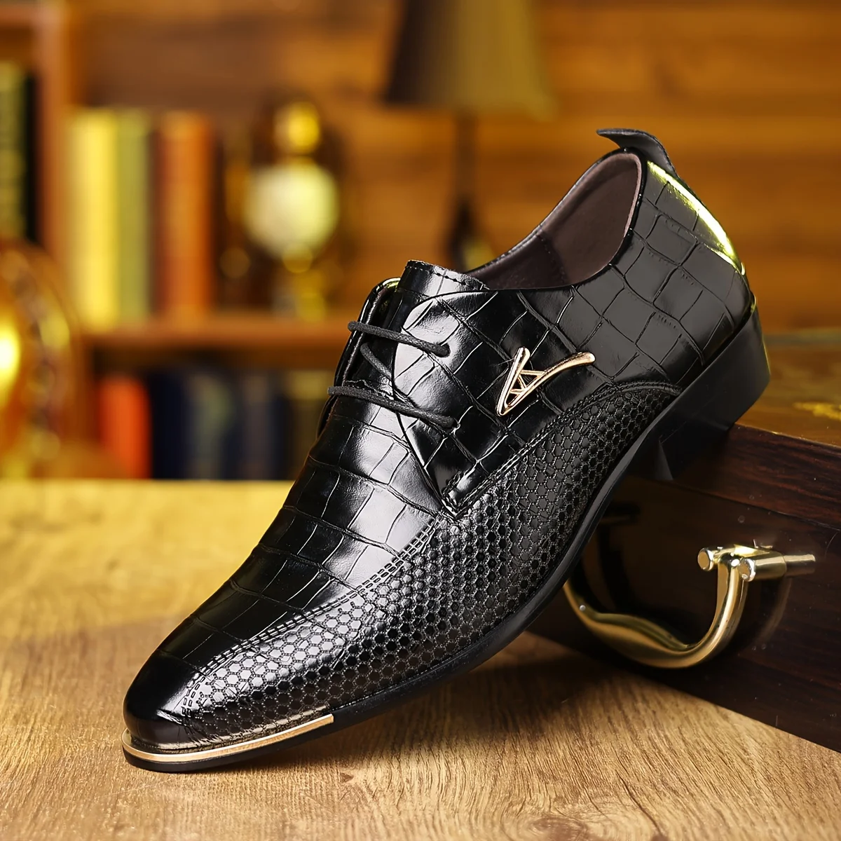 Pointed Toe PU  Dress Shoes, Wear-resistant Anti-skid Lace-up Shoes For Business Office