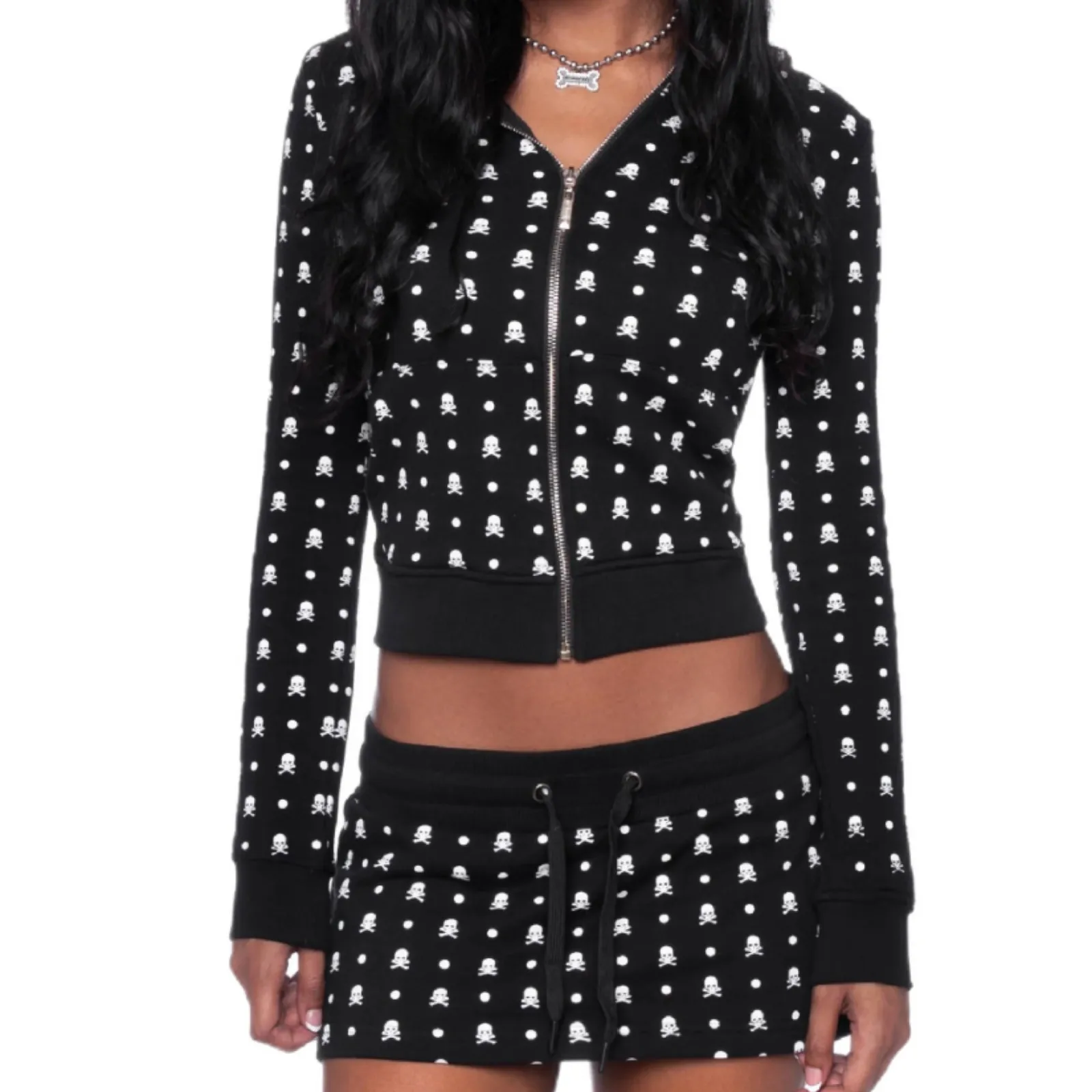 

Европейский и американский дизайн, худи с принтом черепа, темный ретро-стиль Y2K, повседневная универсальная толстовка для женщин