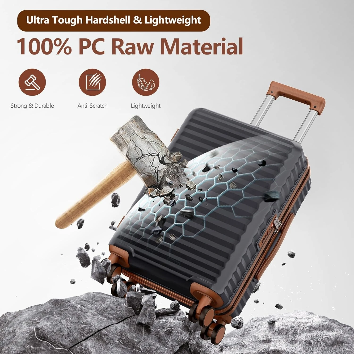 ZZH 수하물 세트 3피스 하드사이드 확장형 여행가방 더블 스피너 휠 TSA 잠금장치 블랙 (20인치/24인치/28인치)