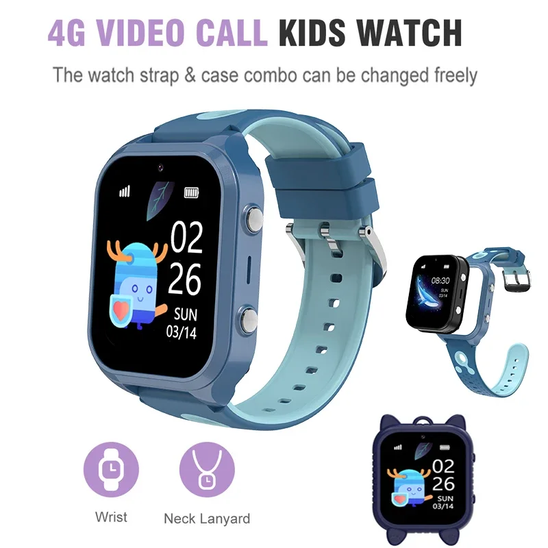 4G Kids Smart Watch GPS Tracker SOS GPS WIFI Location Video Call Waterproof Tracker Smart Phone Clock Puzzle Game Avaialbe App