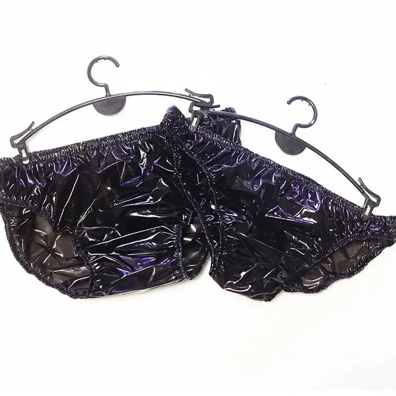 Adult Transparent PU Shiny Sexy Briefs Soft Plastic See Through Waterproof Low Waist Underwear Couple Comfortable Panties