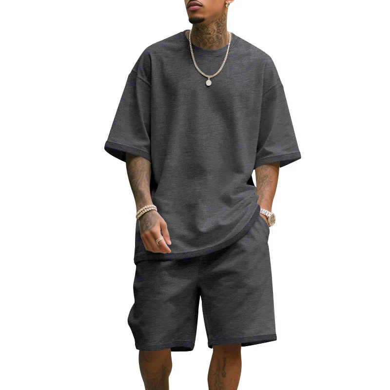 Men's Casual Two Piece Set Summer Short Sleeve T-Shirt and Shorts Set Comfortable Loose Fit Tracksuit for Men Clothing Set view 5