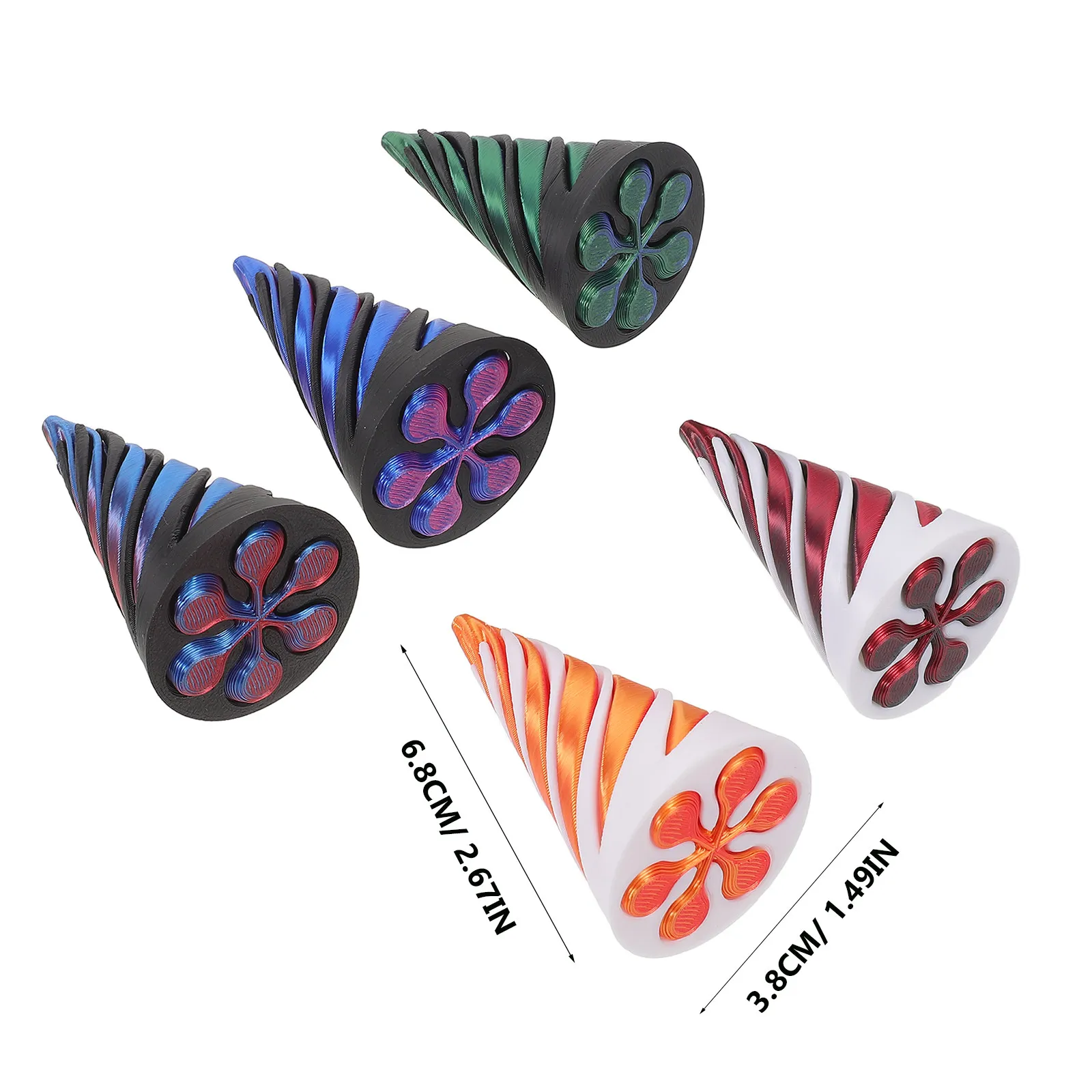 5Pcs Spiral Cone Fidget 3D Printed Impossible Pyramid Passthrough Sensory Desktop Decoration Brain Teaser Office Decompression