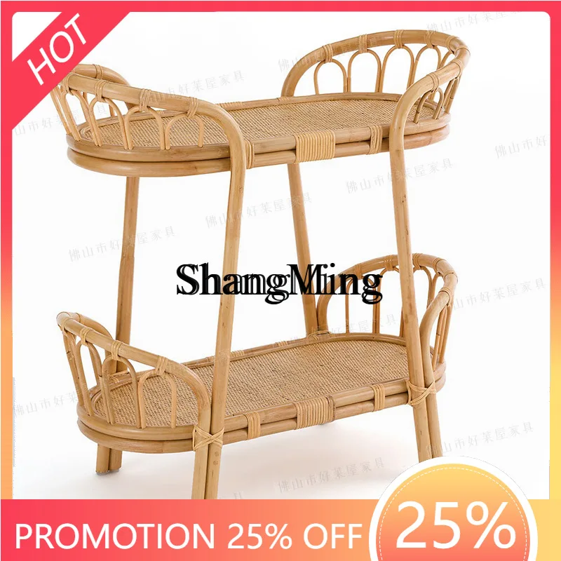 

ZYY fashion exquisite rattan rack double layer household storage shelf storage basket two layers