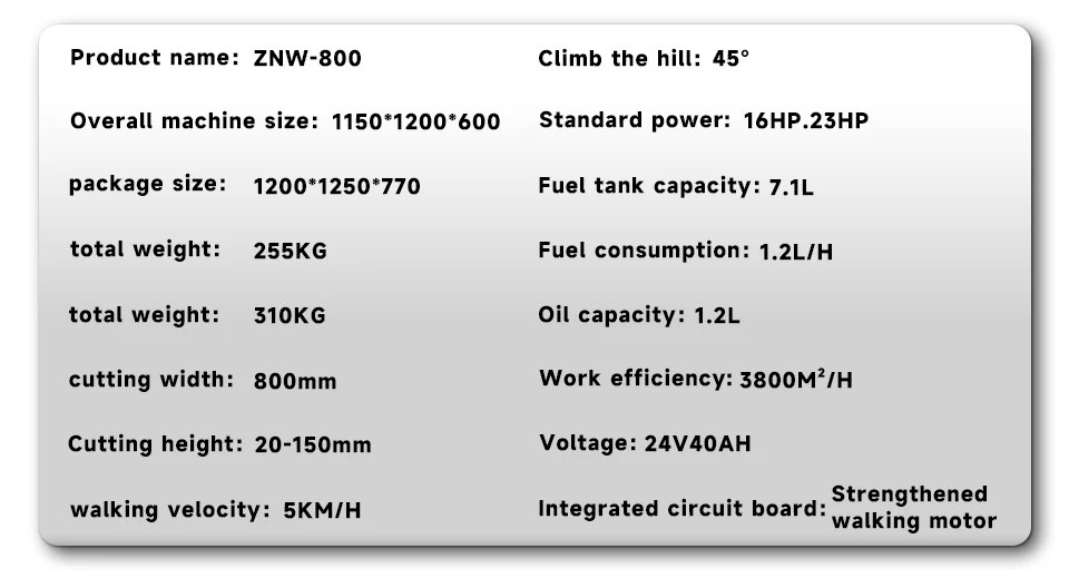 ZNW-800 Remote Control Tracked Lawn Mower - 23HP Powerful Engine, 45° Hill Climb, 3800㎡/H High Efficiency, Heavy-Duty &Durable,