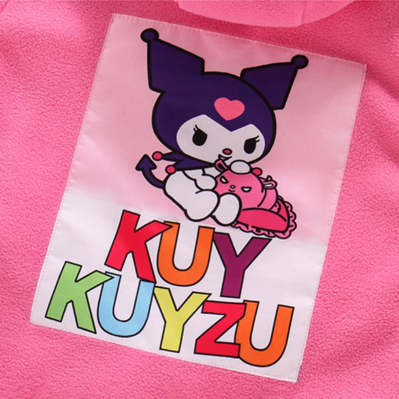 4-14 سنة الفتيات ربيع الخريف الكرتون Kuromi طباعة الوجهين تهمة سترة الأطفال أفخم رشاقته سترة خارجية #5