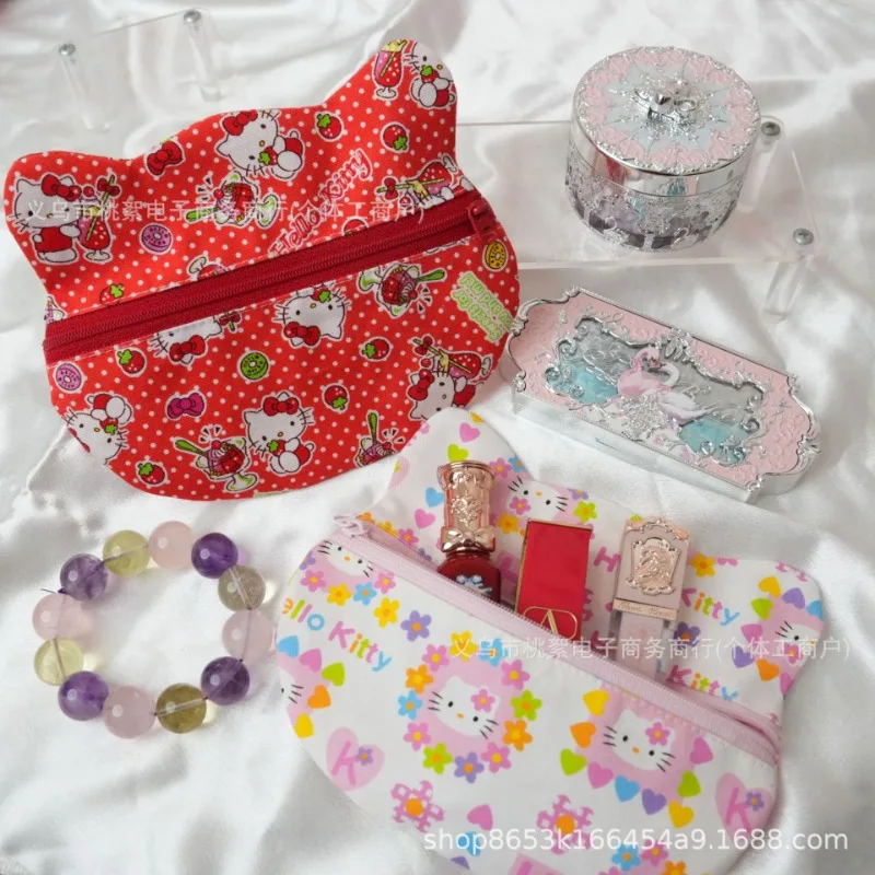 مرحبا كيتي أنيمي Kawaii سانريو Ins موضة مطبوعة قماش محفظة نسائية للعملات المعدنية لطيف الكرتون متعددة الوظائف حافظة للبطاقات هدايا للفتيات