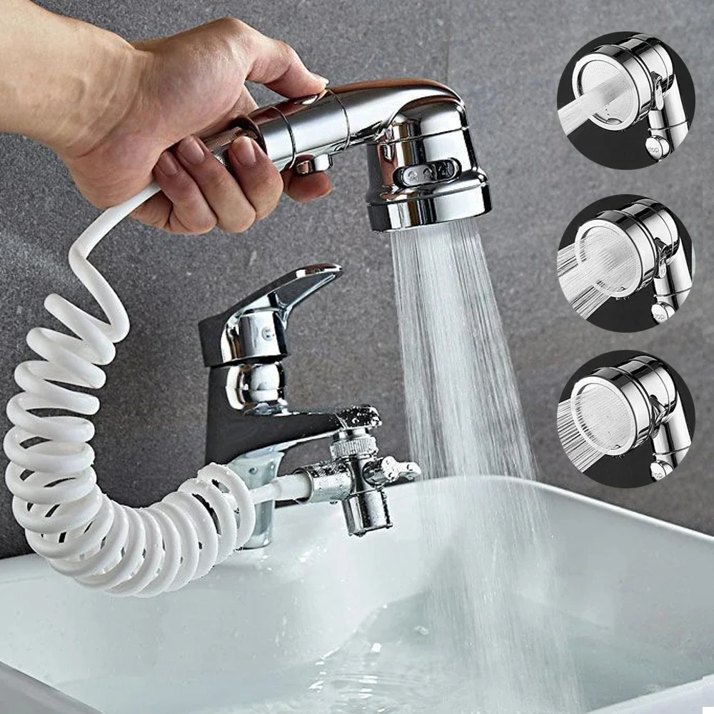 Neue Wasserhahn Extender externe Duschkopf Bad Wasserhahn Adapter Befestigung Waschbecken Wasserhahn externe Duschkopf Set