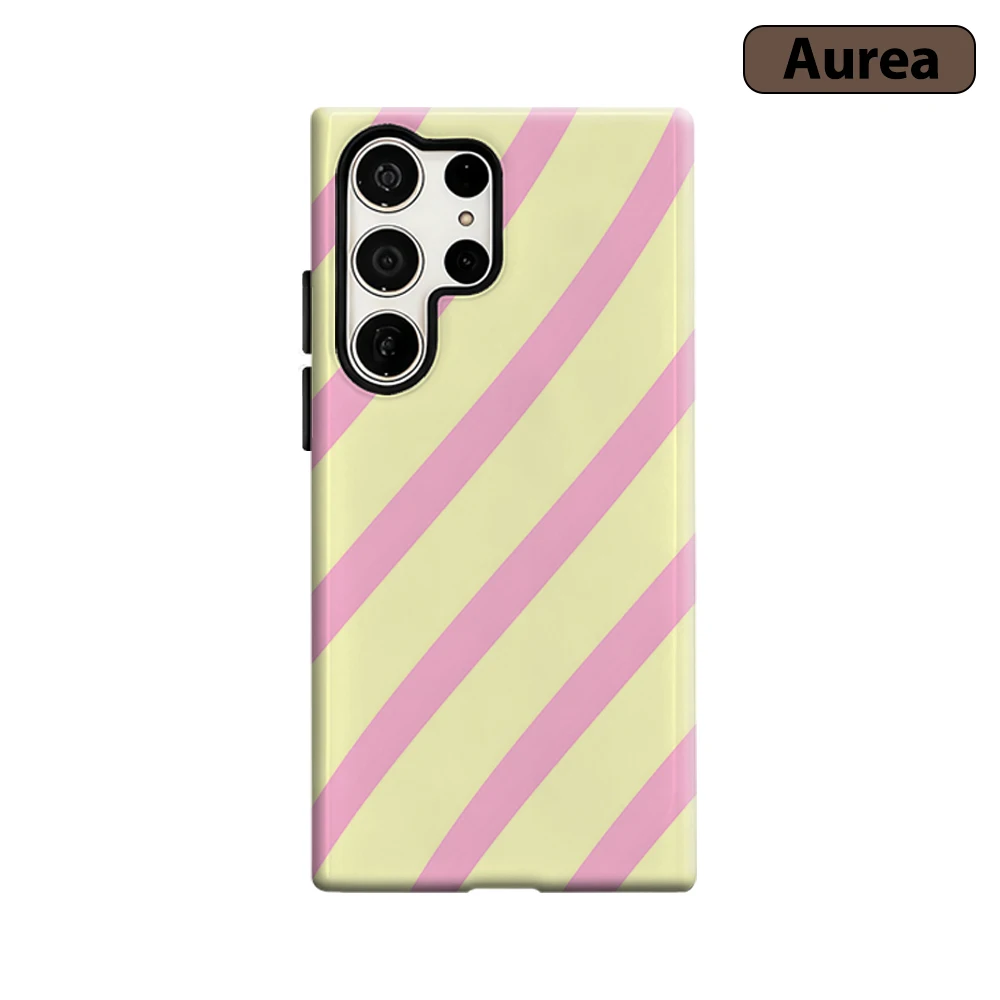 Pastel Diagonal Stripe Phone Case for Samsung Galaxy S26 S25 Ultra S24 S23 Ultra Plus Shockproof Double layer tough Back Cover