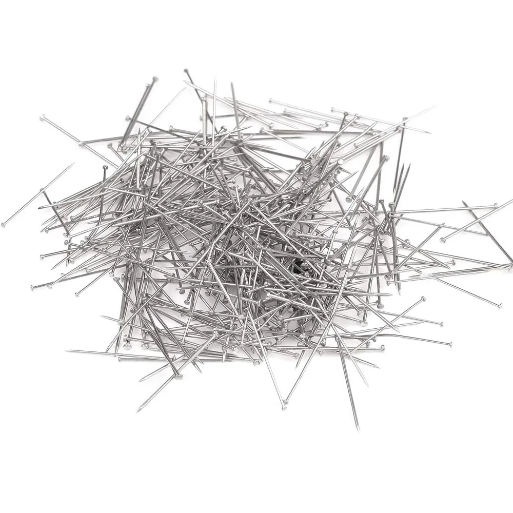 1000 قطعة 26/35 مللي متر الفولاذ المقاوم للصدأ الخياطة دبابيس الخياطة مستقيم خياطة دبابيس غرامة الساتان رئيس دبابيس صنع المجوهرات من أدوات خياطة