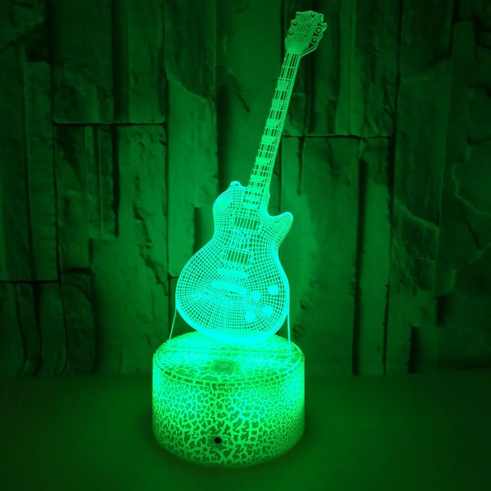 Nighdn chitarra 3D Night Light Led Illusion Night Lamp comodino Home Room Decor regali di compleanno di natale per bambini ragazzi ragazze