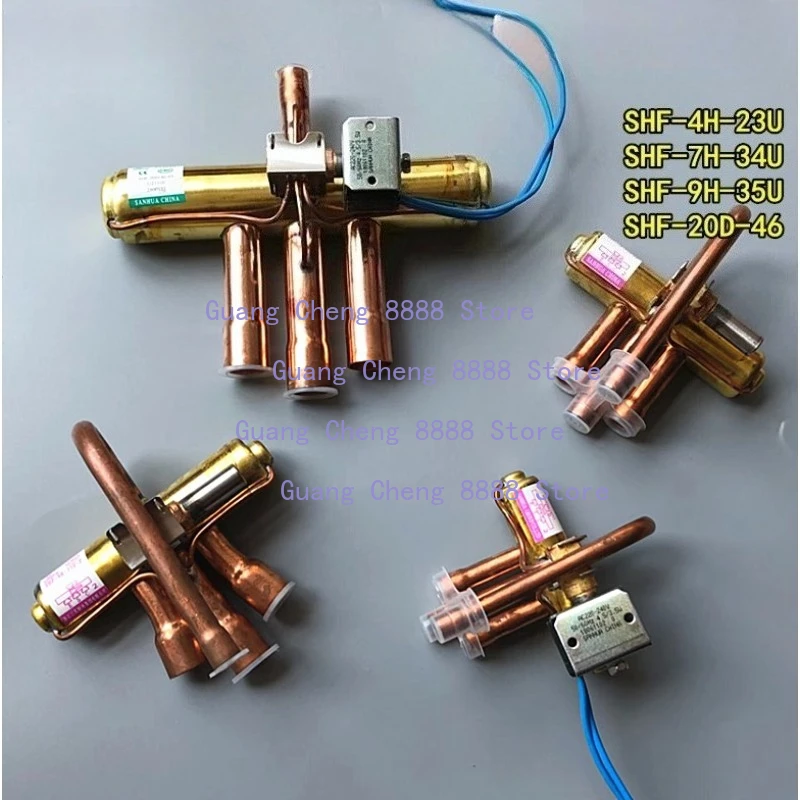1PC Sanhua Four-Way Heat Pump Reversing Valve With Coil AC220V 1-5P Air Conditioning