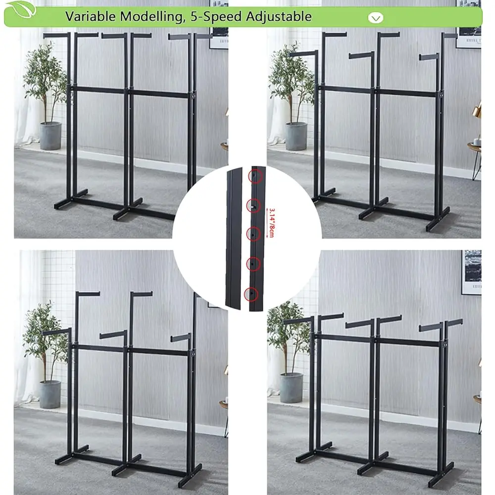 Garmen Logam Berdiri Lantai Ra - Rak Display Ritel Berat Dengan Roda, Rak Pakaian 6 A, Kemeja Portabel Tabung Persegi