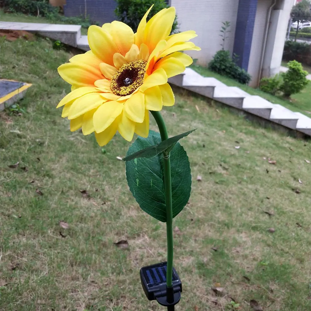 Solar LED Sunflower Garden Lights Warm White Light Lawn Yard Pathway Outdoor Landscape Lamp Solar Garden Lights