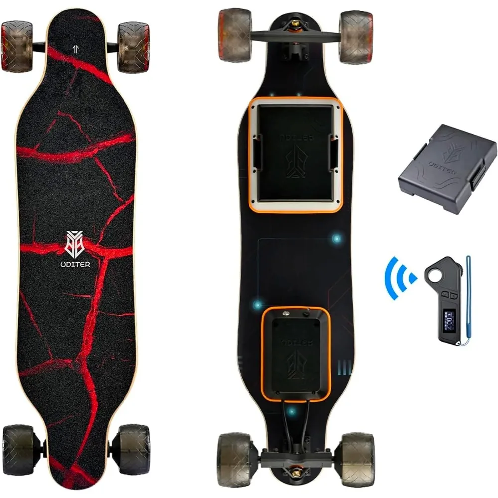 Electric Skateboards with Remote and Swappable Battery/28 Mph Top Speed/2 * 600W Motor 12 Miles Max Range Electric Longboard