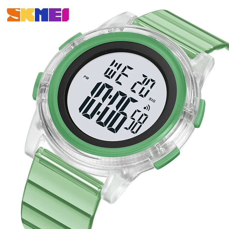 

SKMEI Fresh Transparent TPU Band Students Digit Watches Men Women Youthful Sports Waterproof LED Display Watch Simple Date Clock