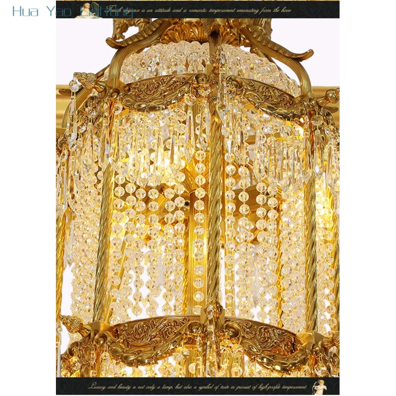 Franse luxe kristallen bruiloft decor messing kroonluchter hotellobby feestzaal elegante grote hanglamp