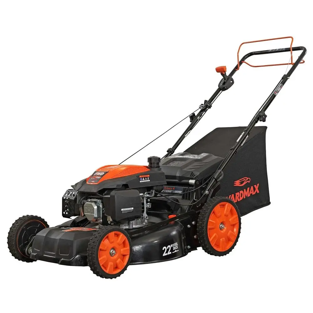 22 in. 201cc lect PACE 6 Speed CVT High Wheel WD 3-in-1 Gas Walk ehind l Propelled Lawn Mower, lack (YG2860)