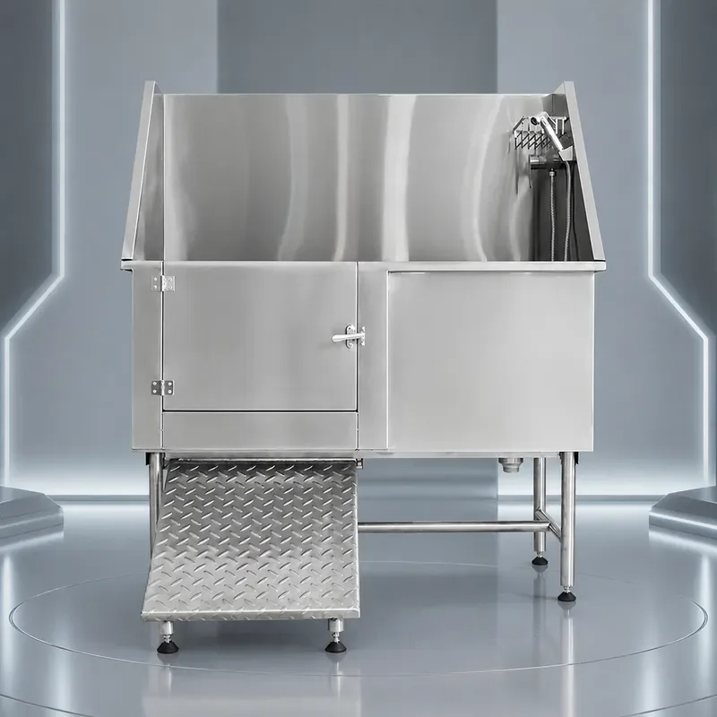 304 Stainless Steel Pet Bath Tub with Foot Pedal for Cats and Dogs Durable Grooming Washing Station for Home Use