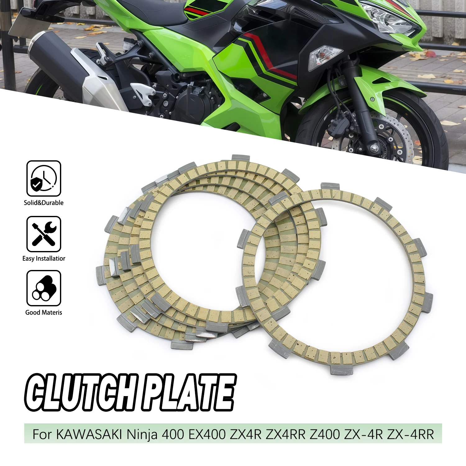 

Motorcycle Clutch Friction Plates Steel Plates For KAWASAKI Z400 NINJA ZX-4R ZX-4RR NINJA 400 EX400 ZX400R ZX400RR 2023-2024