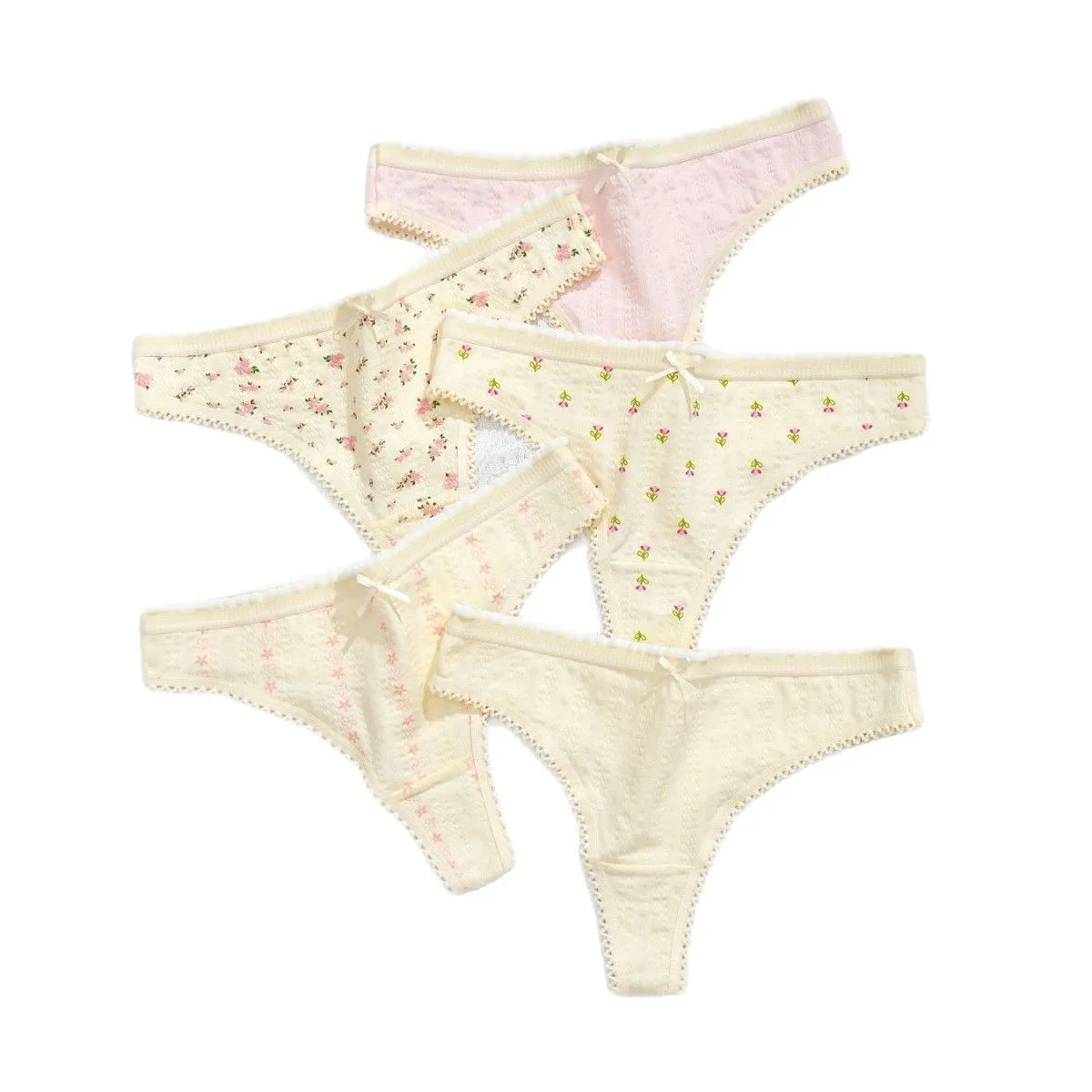 

Women's G-Strings Fashion Cute Print Panties for Women Low Waist Cotton Soft Breathable Lingeries Sexy Bow Women's Thongs Summer