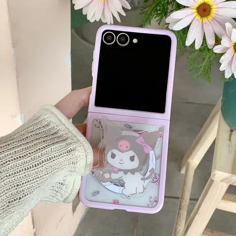 Sanrio हैलो किट्टी मेलोडी कुरोमी मैग्नेटिक ग्रिप होल्डर मैगसेफ वायरलेस चार्ज फ़ोन केस Samsung Galaxy Z Flip 7 6 5 कवर के लिए 8 best sales मैगसेफ एनीमेशन - №8