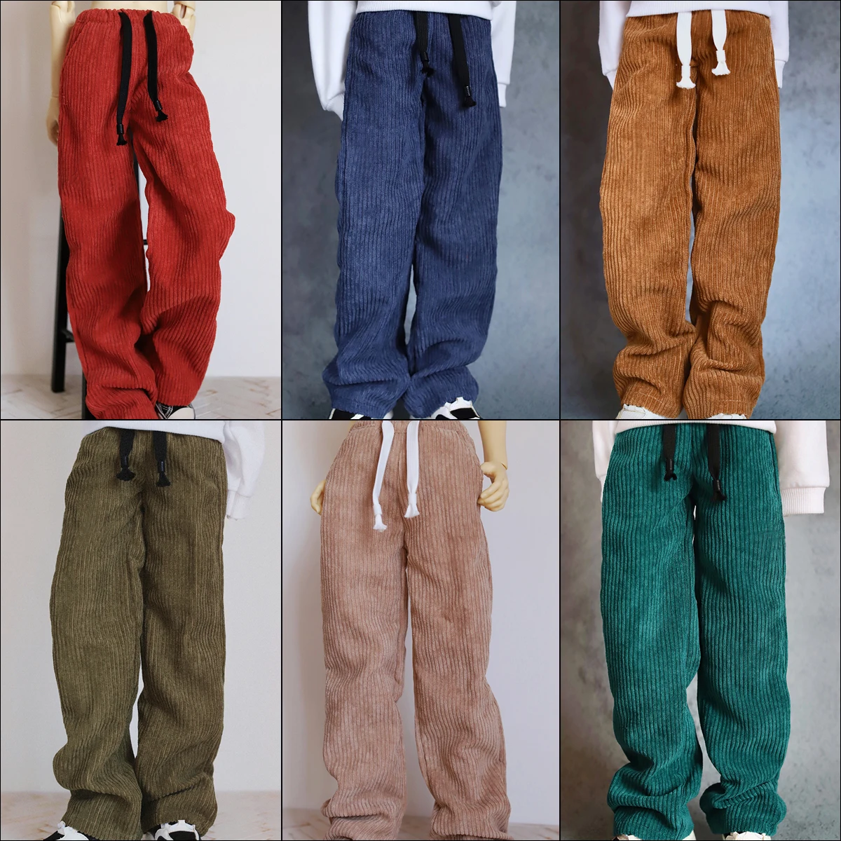 9 colors BJD doll pants 1/4 1/3 casual corduroy trousers DD MSD uncle drawstring wide leg pants POPO68 SSDF color fashion pants