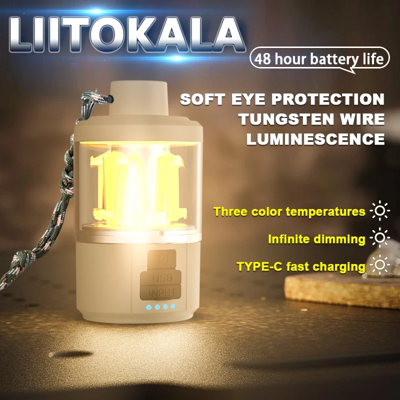 LiitoKala Camping Atmosphere Light LF-808 18650+1500mAh Flashlight 10-180LM