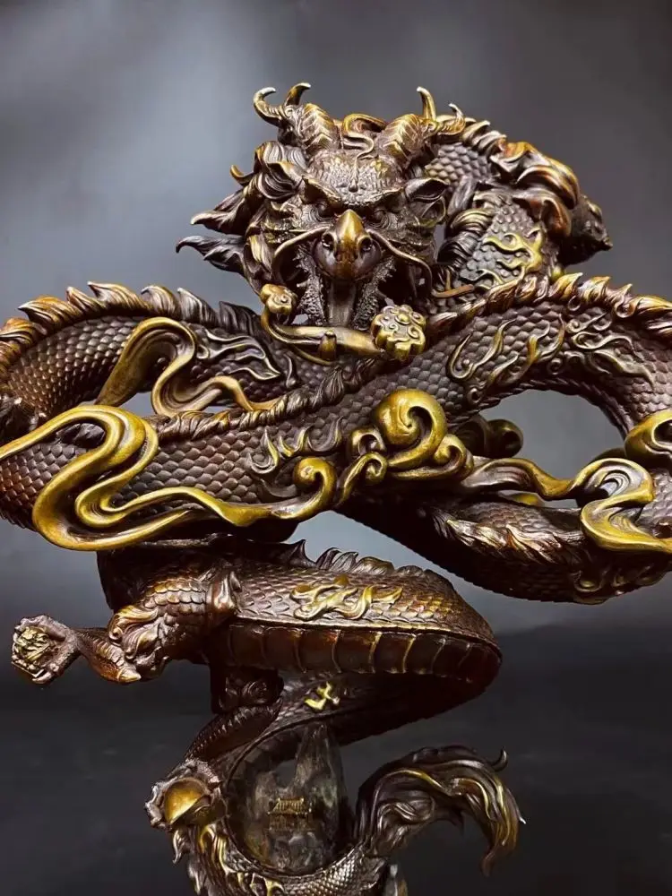 Bronze Seiko Five-claw auspicious dragon Ornaments Model Fortune bringing and home-exorcising Best gift