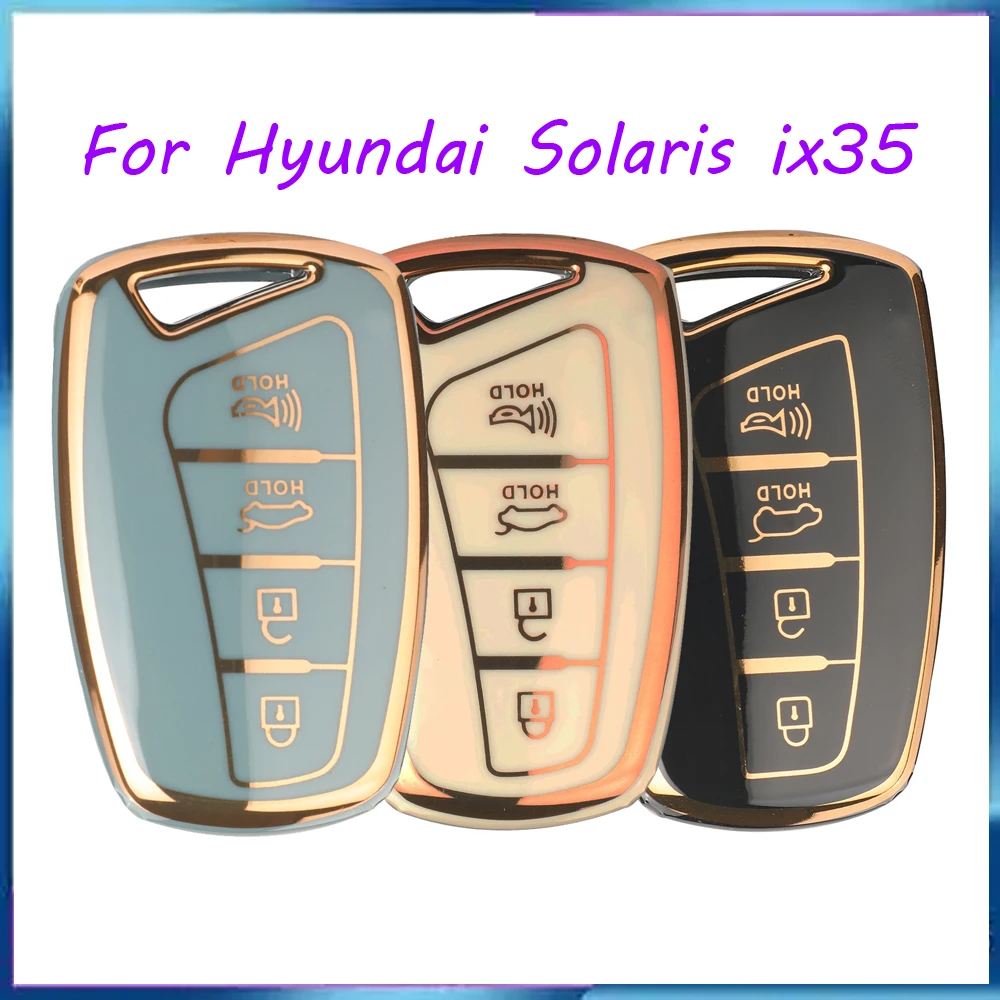 jingyuqin New Soft TPU Car Key Shell Case Fob For Hyundai Solaris ix35 ix45 Accent Elantra Santa Fe 4 Buttons Accessories