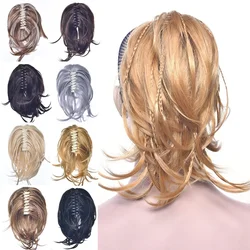 Extension de cheveux synthétiques blonds noirs pour femmes, postiche à tresser, queue de cheval droite, pince grise