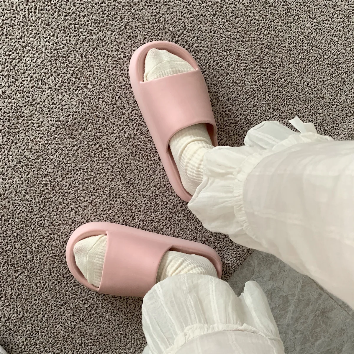 

Thick Bottom Slip-On Slippers Couples Home Wear Indoor Outdoor Bathing Room Men's Women's Pure Color Summer Flats 5529cs