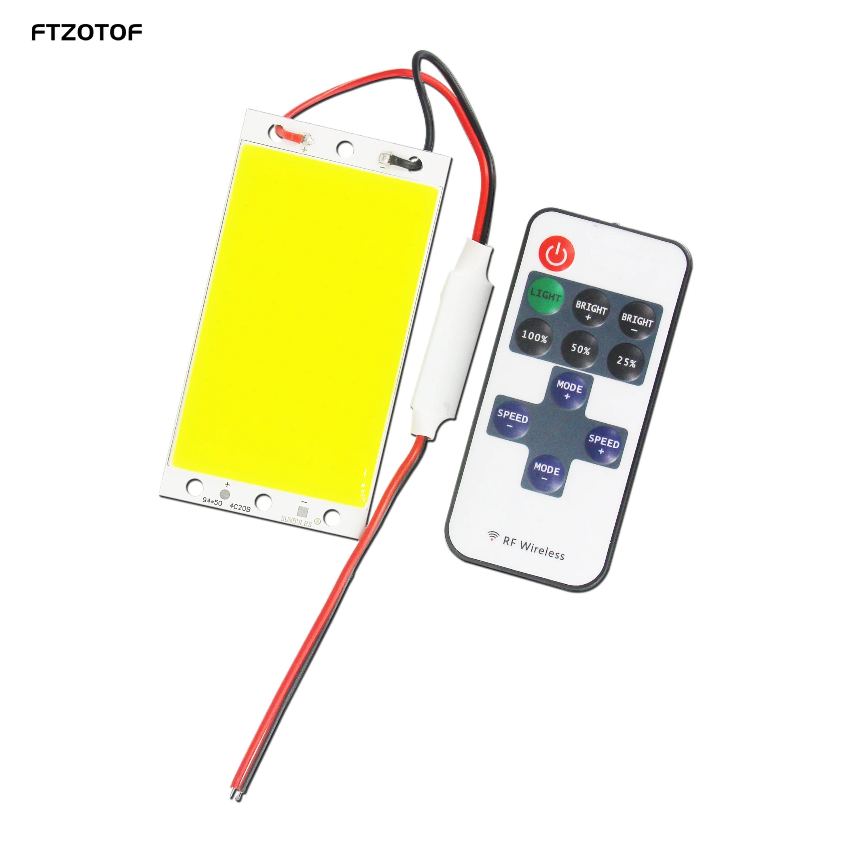 Ftzotof-dimmable levou painel, led cob lâmpada 12v dc, 94x50mm, 15w, 1600lm, chip ultra brilhante, placa matricial, fonte de iluminação rf, diy