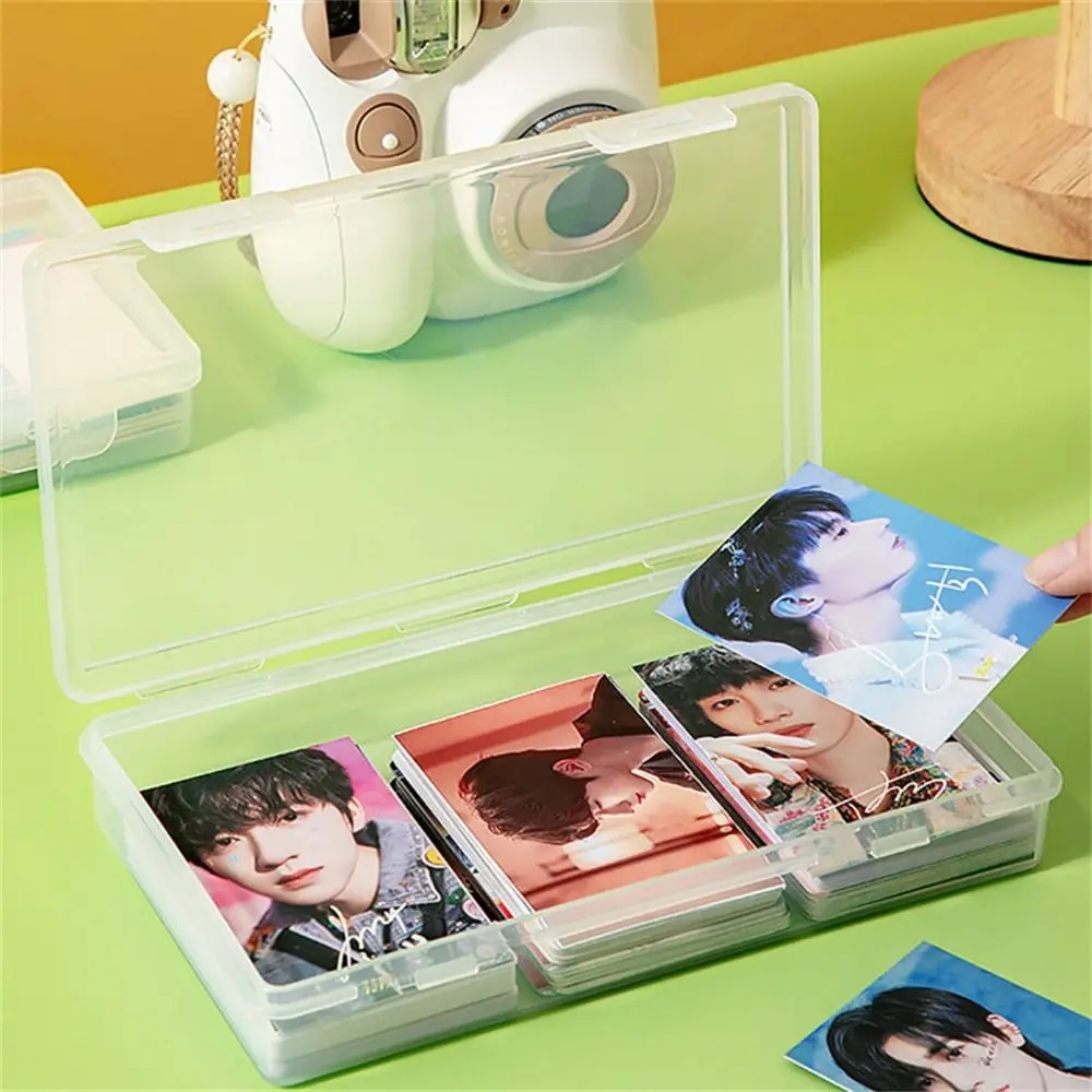 Transparent Photo Card Holder Clear Container Large Capacity Idol Photo Storage Box With Lid Dustproof Card Collection Organizer