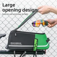 ROCKBROS-Bolsa de bicicleta 2 en 1, para fotografía de viaje, deportes, Fitness, bolso de hombro, maletero de bicicleta de PU, caja de almacenamiento para asiento trasero, equipo de ciclismo