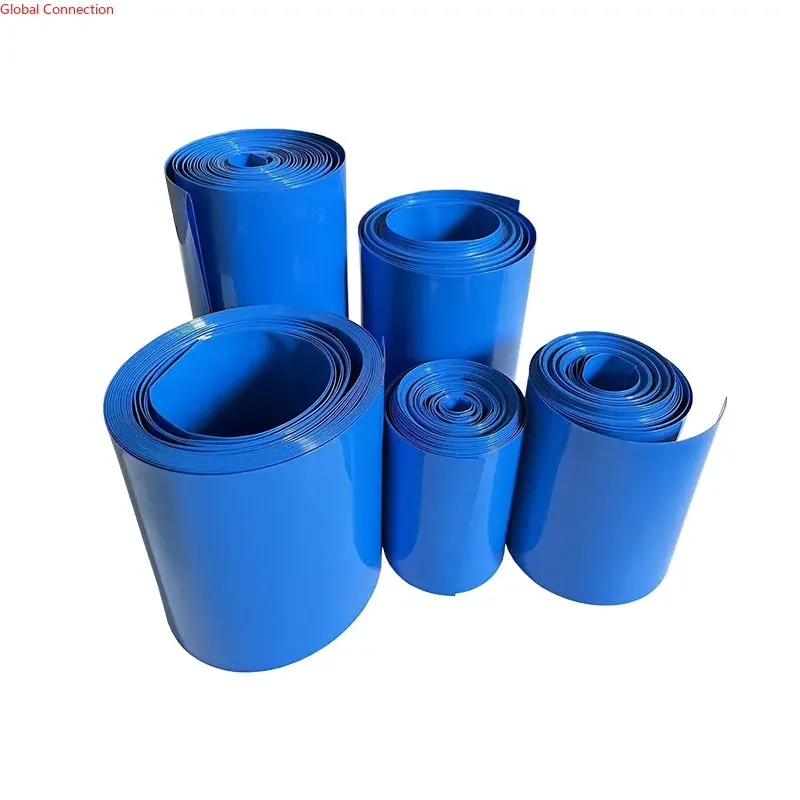 1kg PVC Heat Shrinkable Tube Shrink Film Sleeve Sheath Blue Shrink Tube 40-700mm Width 18650 21700 32650 33140 Battery Coating