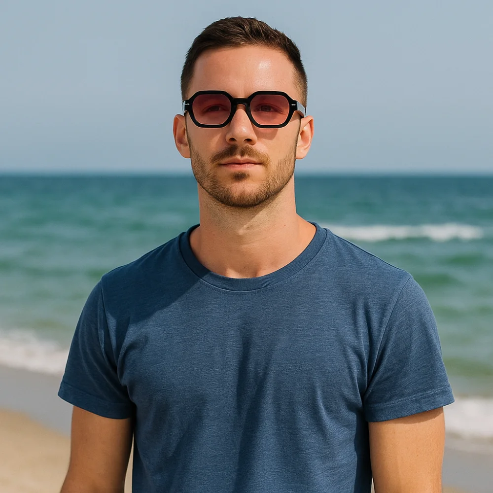 

Multicolor Small Square Frame Sun Glasses Blue-light-blocking Lightweight Polygonal Sunglasses Vintage Fashion Men UV400 Eyewear