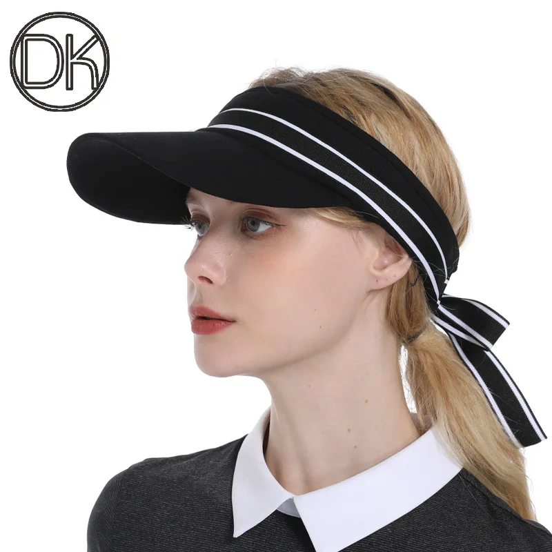 

Summer Golf Hats for Women Cycling Sport Adjustable Top Empty Cap Tennis Golf Running Sunscreen Baseball Cap Black White